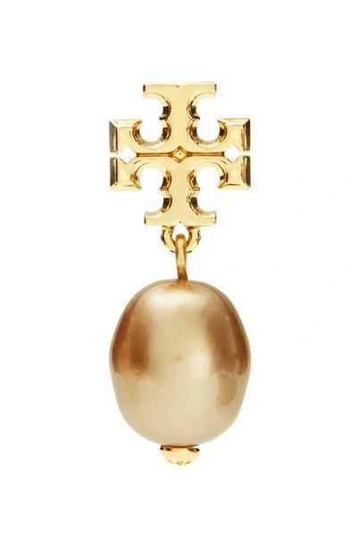 Shop Tory Burch Kira Genuine Pearl Drop Earrings In Tory Gold / Light Topaz