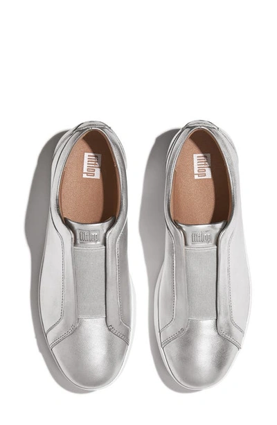 Shop Fitflop Rally Metallic Slip-on Sneaker In Silver