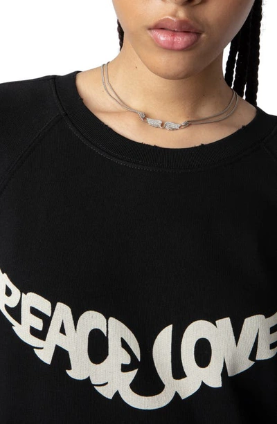 Shop Zadig & Voltaire Diaz Peace 'n' Love Graphic Sweatshirt Dress In Noir