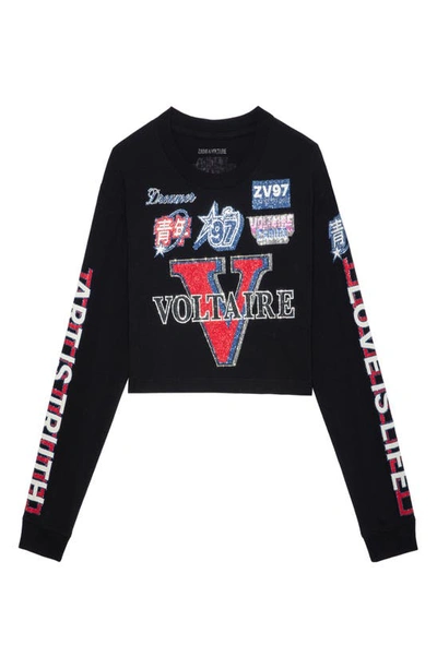 Zadig & Voltaire Iona Voltaire Multi-badge T-shirt In Noir