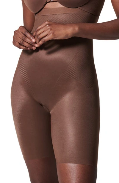 Shop Spanxr Thinstincts® 2.0 High Waist Mid Thigh Shorts In Chestnut Brown