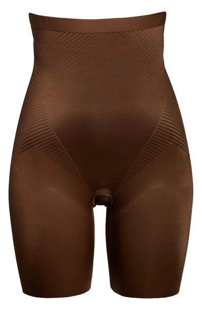 Shop Spanxr Thinstincts® 2.0 High Waist Mid Thigh Shorts In Chestnut Brown