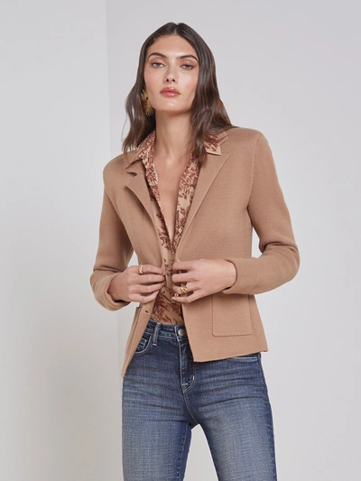 Shop L Agence Sofia Knit Blazer In Ginger Snap