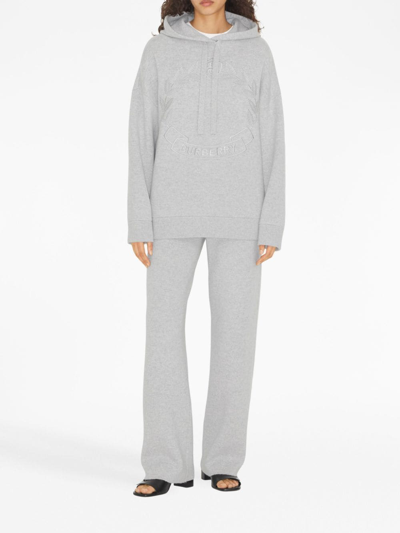 Burberry Oak Leaf Crest Cashmere Blend Oversized Hoodie In Grey