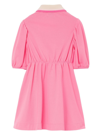 Shop Burberry Ekd-print Cotton Shirtdress In Pink