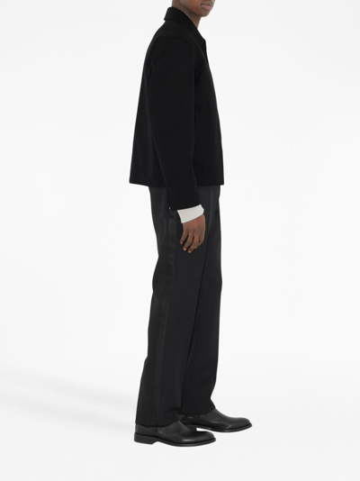 Burberry Collared Rain-resistant Harrington Jacket Cuffs In Black
