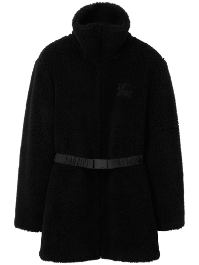 Shop Burberry Ekd-embroidery Wool-blend Coat In Black