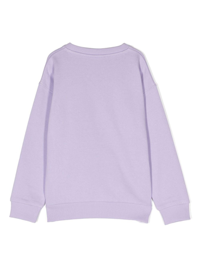 Shop Hugo Logo-print Long-sleeve Sweatshirt In Purple