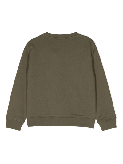 Shop Hugo Logo-print Crew-neck Sweatshirt In Green