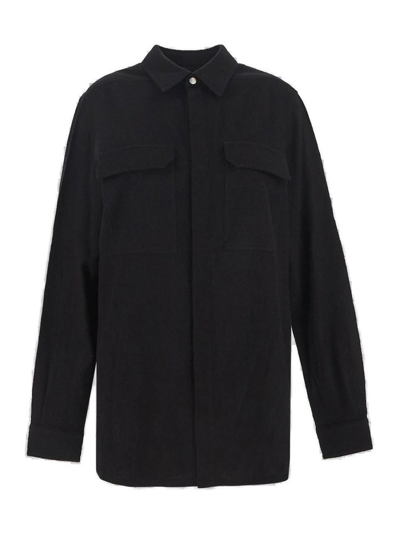 Shop Rick Owens Collared Button In Black