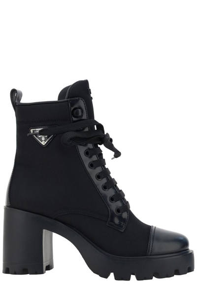 Shop Prada Monolith Flow Ankle Boots In Black