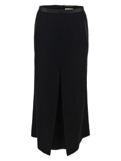 Shop Saint Laurent Slit Detailed Skirt In Black