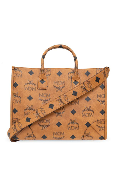 Shop Mcm München Large Tote Bag In Brown