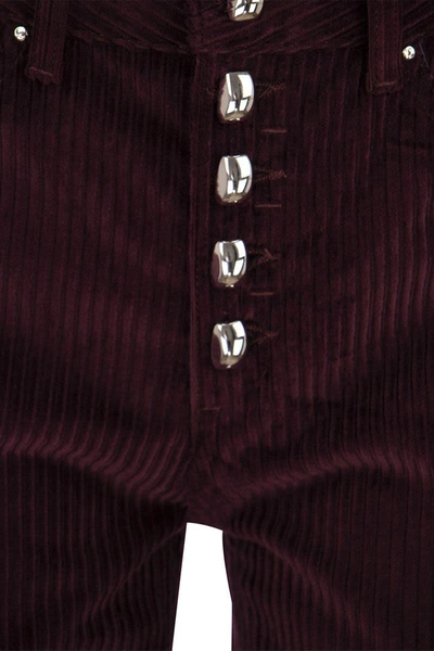 Shop Dondup Koons Loose-fitting Velvet Trousers In Bordeaux