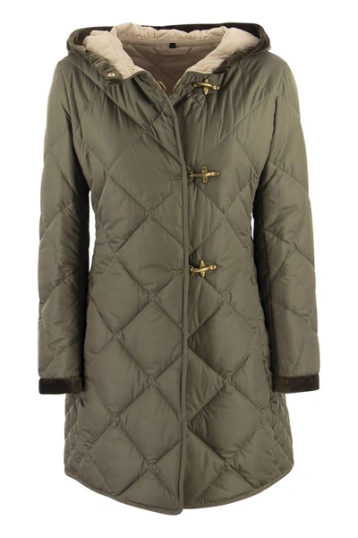 Shop Fay Virginia Quilted Coat With Hood In Olive