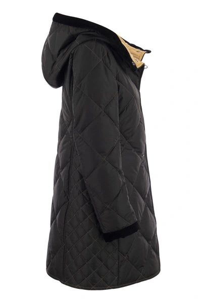 Shop Fay Virginia Quilted Coat With Hood In Navy