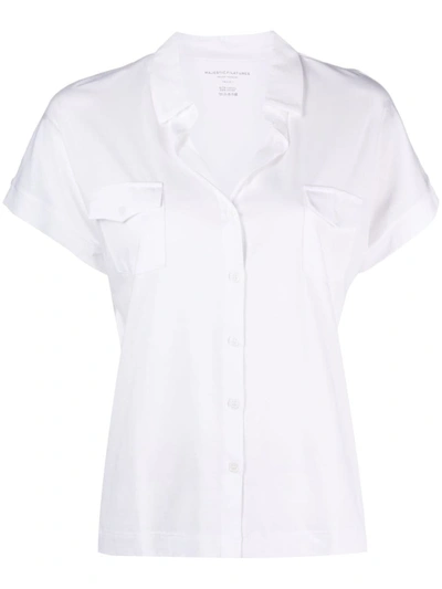 Shop Majestic Filatures Short Sleeve Cotton Blend Shirt In White