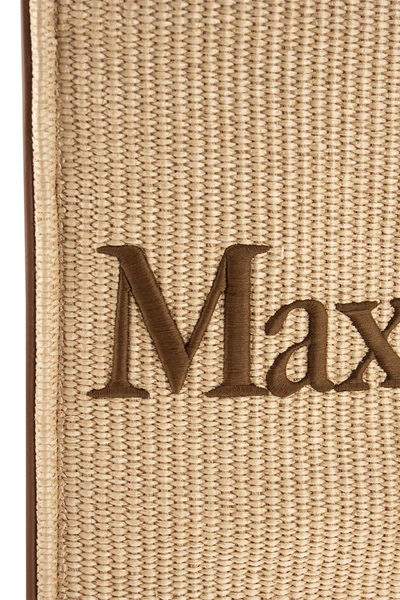 Shop Max Mara Easybag - Raffia Shoulder Bag In Natural/brown