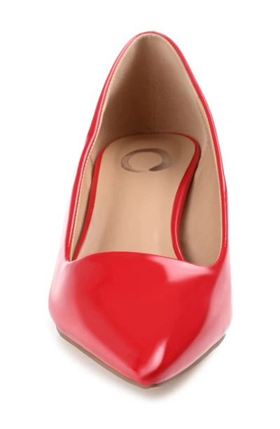 Journee Collection Celica Womens Pointed Closed Toe Kitten Heel Pumps In Patent/ Red