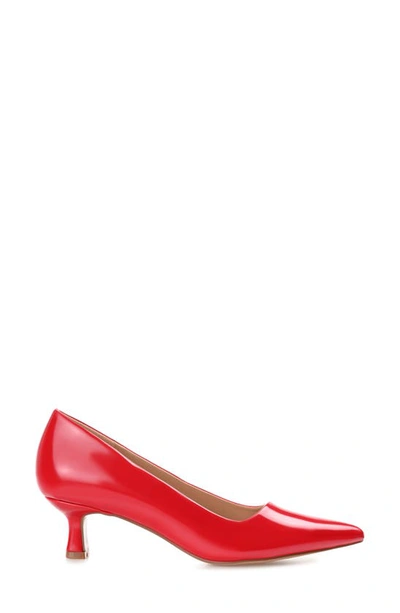 Journee Collection Celica Womens Pointed Closed Toe Kitten Heel Pumps In Patent/ Red