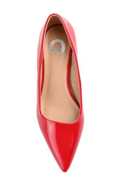 Journee Collection Celica Womens Pointed Closed Toe Kitten Heel Pumps In Patent/ Red