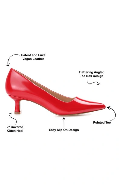 Journee Collection Celica Womens Pointed Closed Toe Kitten Heel Pumps In Patent/ Red