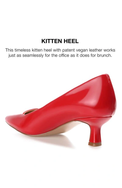 Journee Collection Celica Womens Pointed Closed Toe Kitten Heel Pumps In Patent/ Red