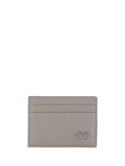 Shop Valentino Vlogo Signature Card Case In Grey