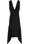GIVENCHY Pleated midi dress in black stretch-satin