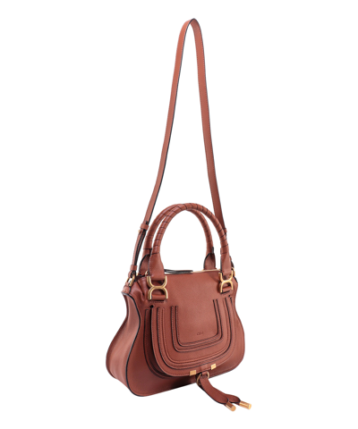 Chloé Marcie Small Leather Handbag With Removable Shoulder Strap In Brown
