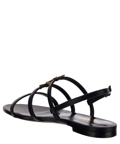 Saint Laurent Cassandra Calfskin Ysl Slingback Sandals In Black