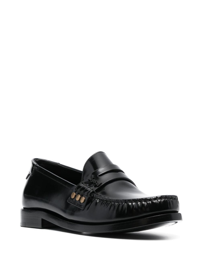 Saint Laurent Schuhe Penny-slot Leather Loafers In Black