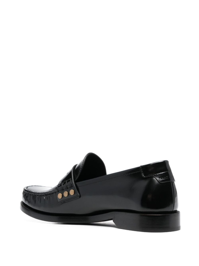 Saint Laurent Schuhe Penny-slot Leather Loafers In Black