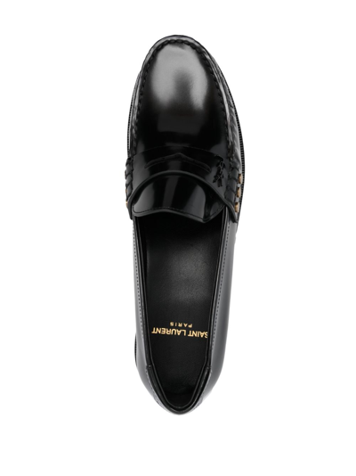 Saint Laurent Schuhe Penny-slot Leather Loafers In Black