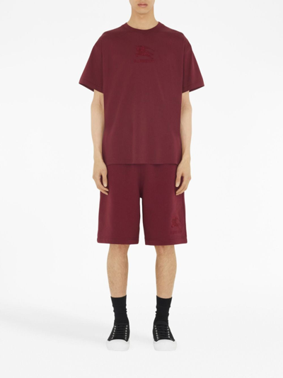 Shop Burberry Ekd Cotton T-shirt In Red