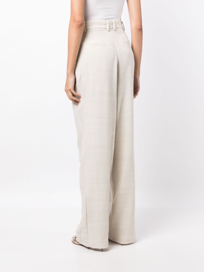 Shop Staud High-waisted Wide-leg Trousers In White