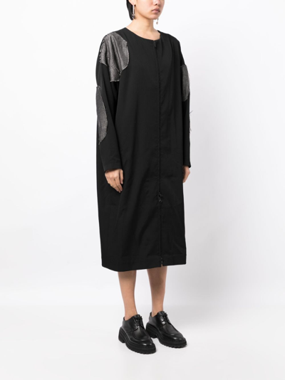 Shop Y's Zip-up Wool Dress In Black