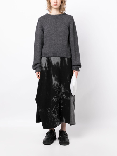 Shop Y's Abstract-pattern Draped Skirt In Black