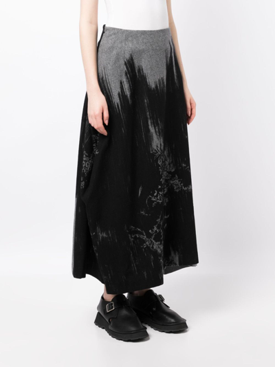 Shop Y's Abstract-pattern Draped Skirt In Black