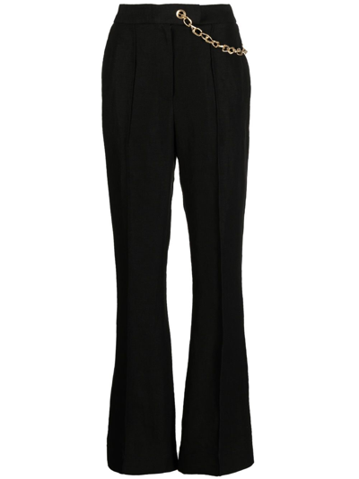 Shop Aje Opal Chain-link Flared Trousers In Black