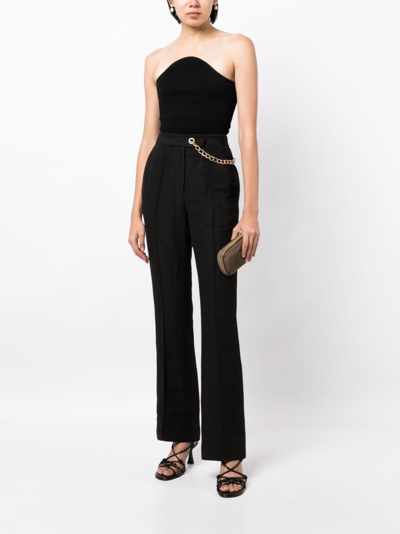 Shop Aje Opal Chain-link Flared Trousers In Black