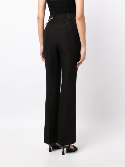 Shop Aje Opal Chain-link Flared Trousers In Black