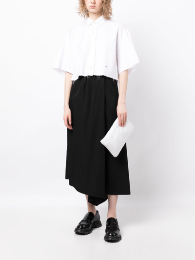 Shop Y's Drawstring-waist Wool Midi Skirt In Black