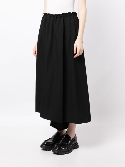 Shop Y's Drawstring-waist Wool Midi Skirt In Black