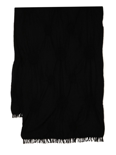 Shop Y's Wool Fringe-detail Scarf In Black