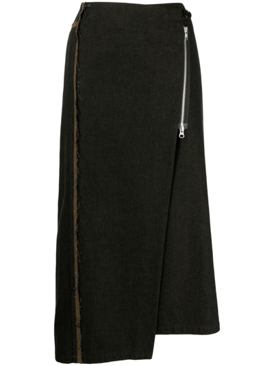 Shop Y's Asymmetric Cotton Skirt In Black