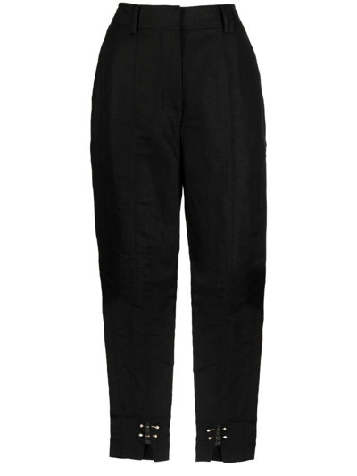 Shop Aje Zita Slit-detail Tapered Trousers In Black