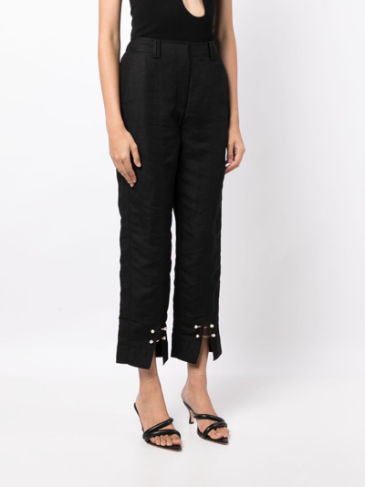 Shop Aje Zita Slit-detail Tapered Trousers In Black