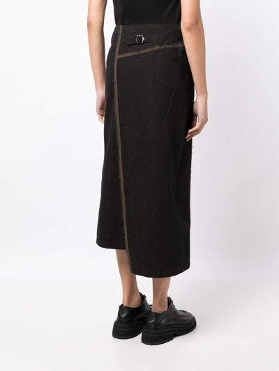 Shop Y's Asymmetric Cotton Skirt In Black