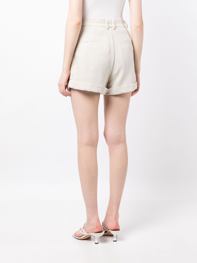 Shop Staud Luisa Pleat-detail Shorts In Neutrals